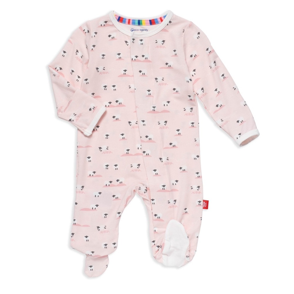 NWT Magnetic Me Pajamas, Pink Modal Baa Baa Baby Footie, Sheep Print 18-24 M